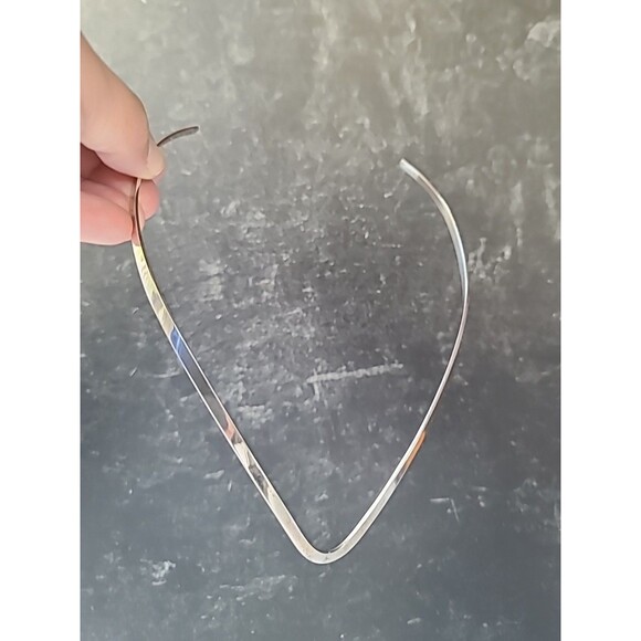925 Sterling Silver V Collar Shaped Statement Necklace Vintage - Picture 4 of 10